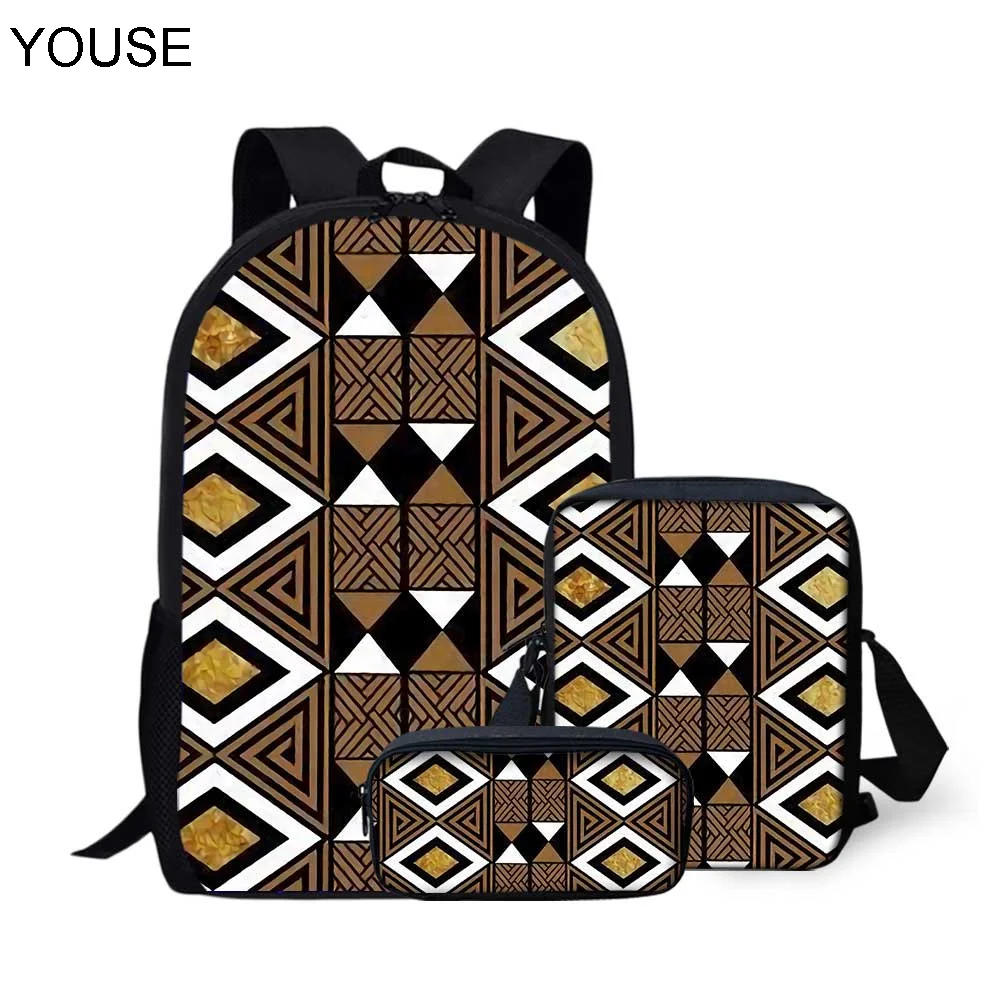 

YOUSE 3Pcs School Bags Set For Boys Girls Kids Retro African Tribal Prints Backpack Primary Student Book Bag Pencil Case