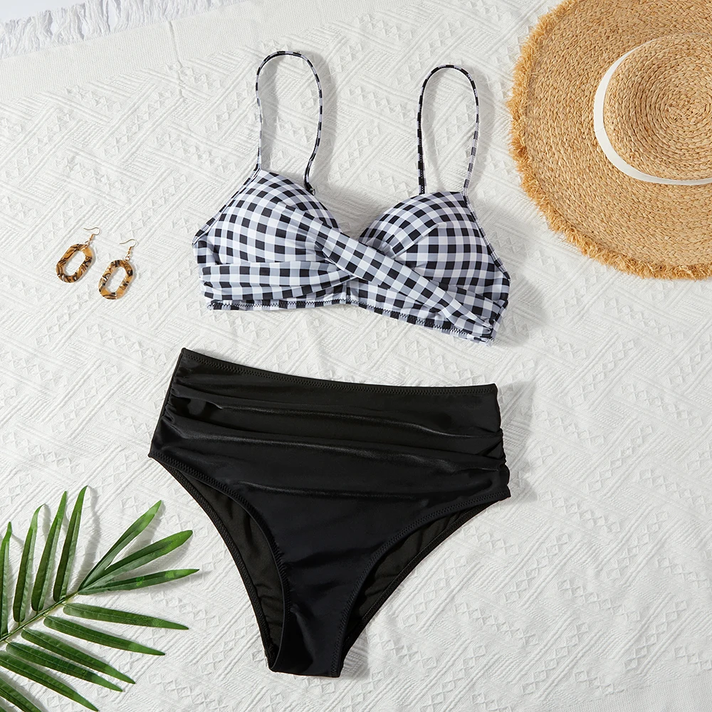 Бикини с эффектом пуш-ап женский сексуальный однотонный купальник леопардовый