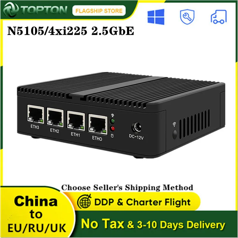 4*LAN 2.5G I225 Ethernet Jasper Lake Celeron N5105 Fanless OPNsense Router Quad-Cores 2*DDR4 Firewall Appliance pfSense ESXI