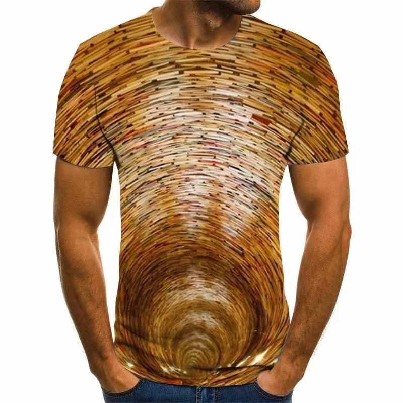 

Men Retro Warm Street T-shirt Mixed Color 3d Custom Tops Clay Colorful Geometric Print Short Sleeve