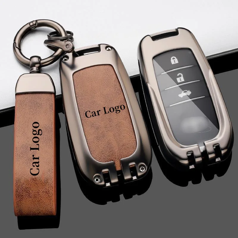 Funda de cuero de aleación para llave de coche, accesorio para bolsa de llaves de Toyota Prius, Camry, Corolla, C-HR, CHR, RAV4, Prado, Land Cruiser