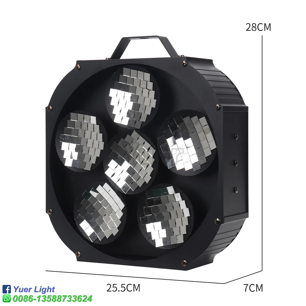 Серебряный 6-глазный отражатель стеклянный зеркальный шар световой диско-шар