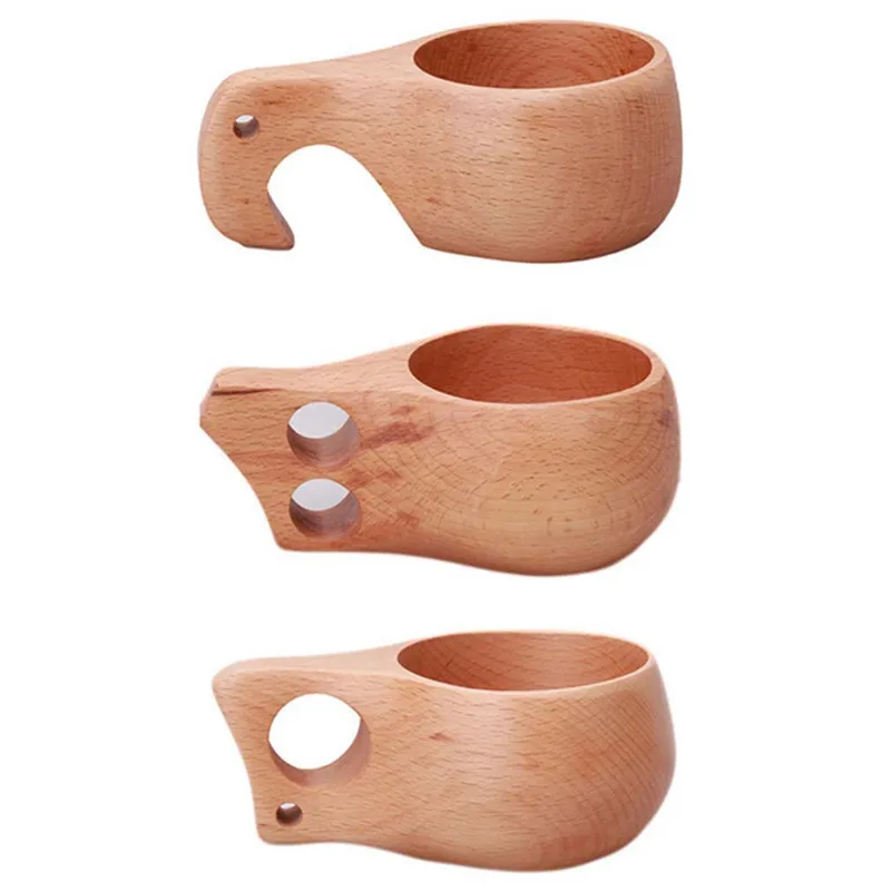 

Beech Wooden Cups Nordic Style Traditional Outdoor Wood Wine Cups Elephant Single Hole Double Hole Cups