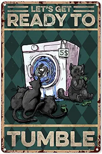 

Cat Sign Cat Lover Funny Cat let’s get Ready to Rumble Art Poster Retro Metal Sign Wall Decor Indoor Home Bathroom Plaque Decor