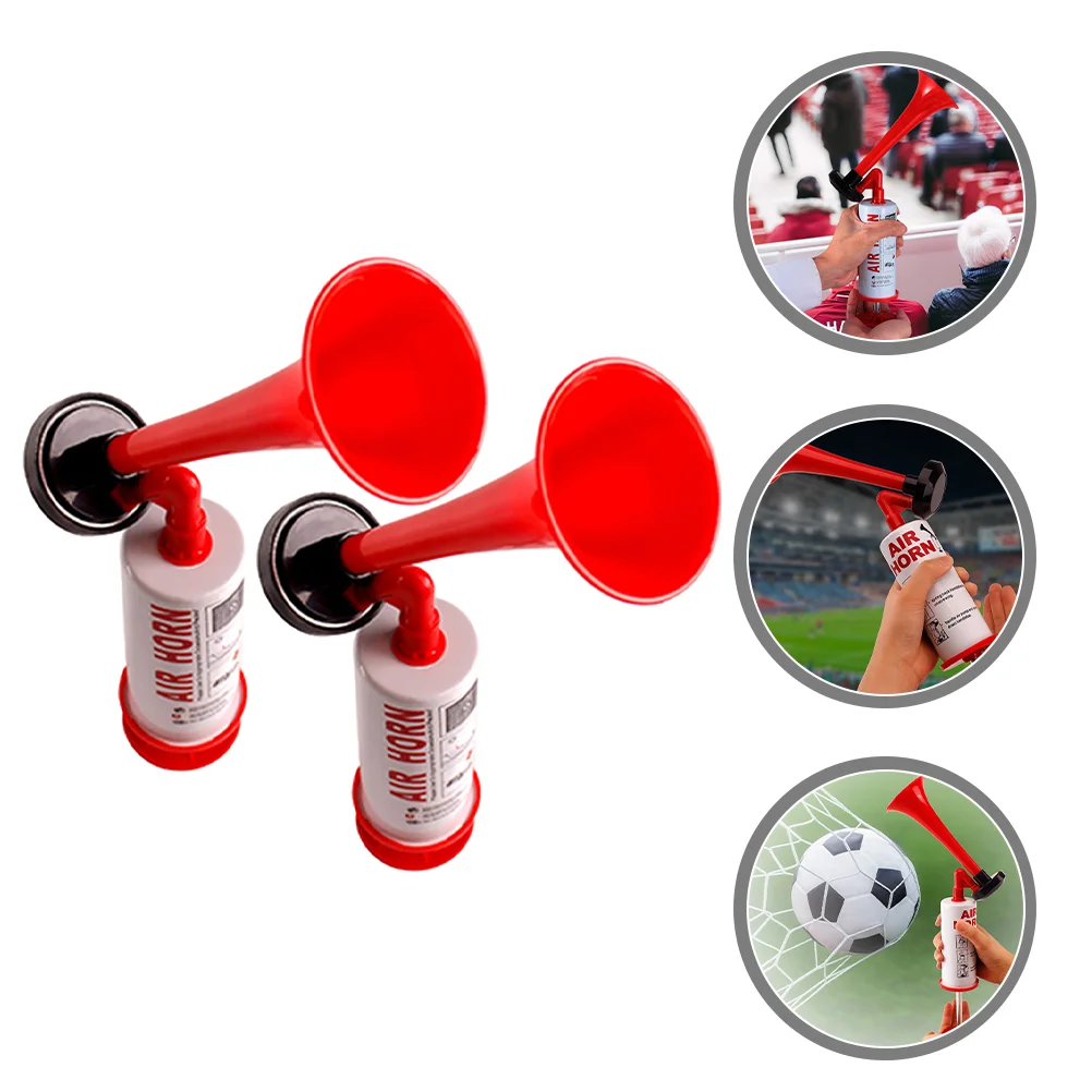 

2 Pcs Portable Speaker Handheld Air Horn Cheering Props Push Pump Fans Large 13.5x6cm Aluminum Soccer Party Favors