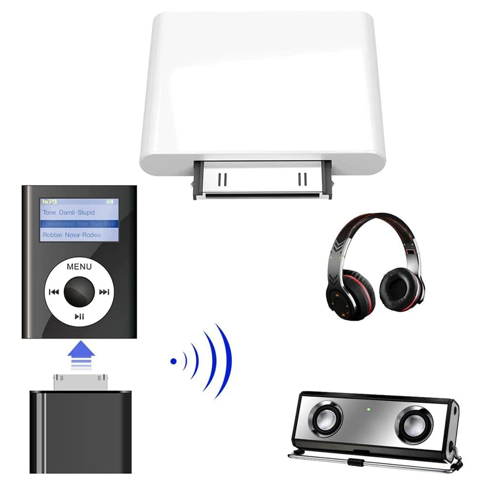 30-контактный аудиопередатчик Bluetooth 4.1 для Mini Classic Nano Touch (белый)