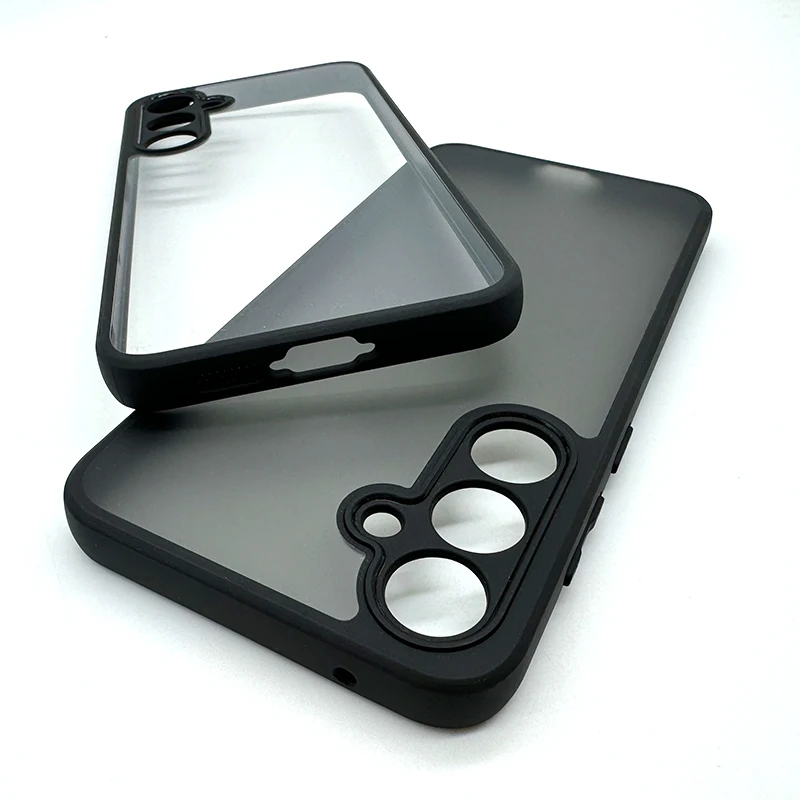 Чехол для Samsung Galaxy A55 с черными краями Прозрачный ударопрочный чехол из