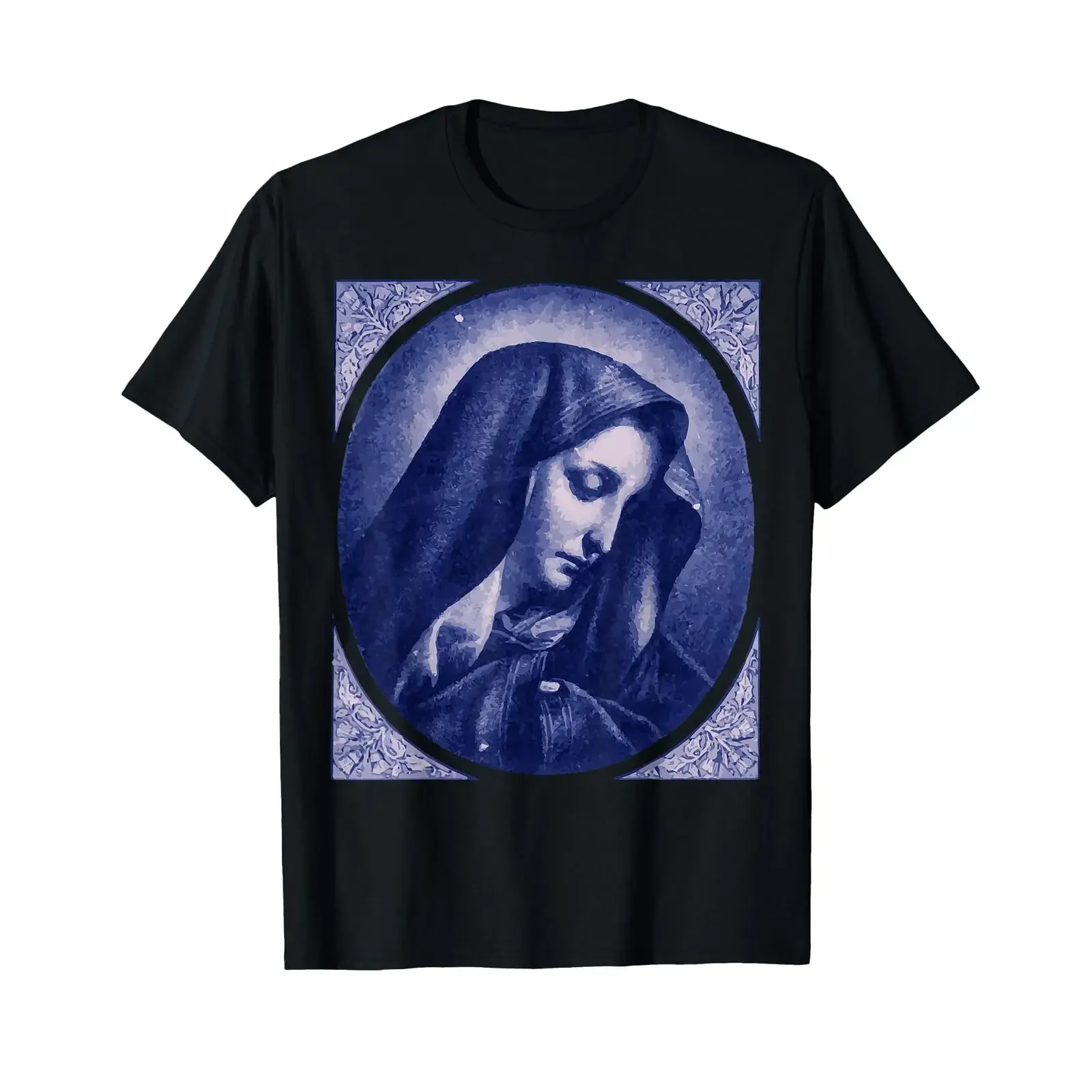 Фото Футболка Mater Dolorosa с изображением Богоматери Печали, винтажная, с эффектом потертости, универсальная, стильная, унисекс, удобная. №1