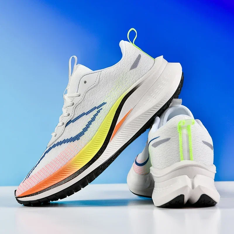 Новинка 2024 беговые кроссовки для марафона мужские зеленые розовые Женские бега
