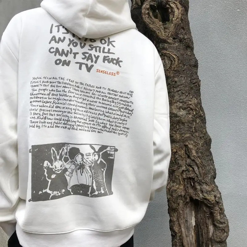 Пуловер с капюшоном в стиле ретро для мужчин и женщин теплый Свободный пуловер