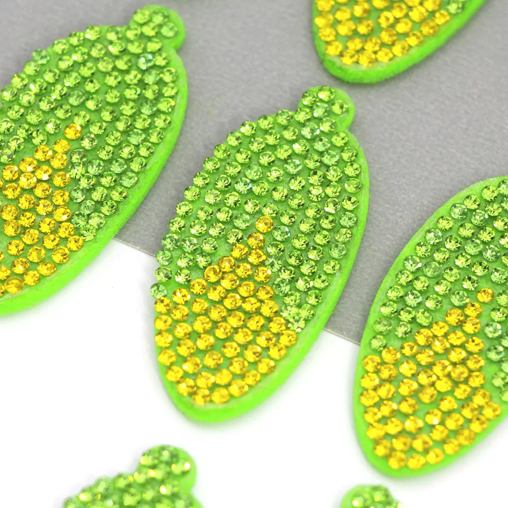 10 штук нашивок с кукурузой для одежды 21*41 мм, украшенных стразами на одежде/платье/футболке, аксессуар для шитья для изготовления заколки для волос.