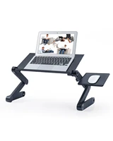 adjustable laptop desk stand portable aluminum ergonomic lapdesk for tv bed sofa pc notebook table desk stand with mouse pad