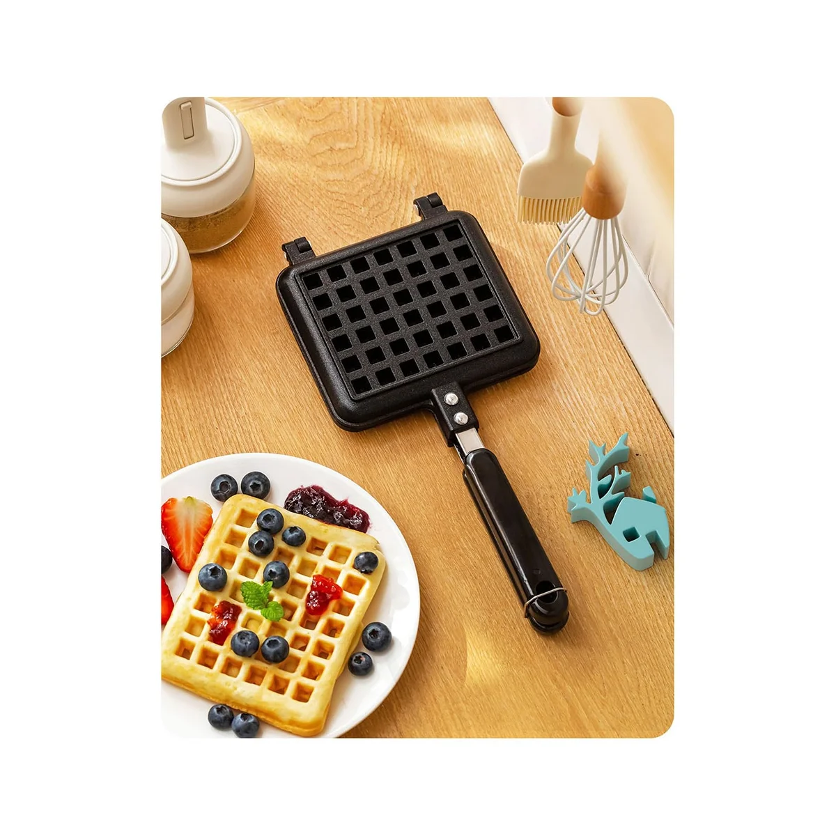 

Waffle Iron Plates, Deep Fill Non-Stick Aluminum Alloy Traditional for Easy Clean A