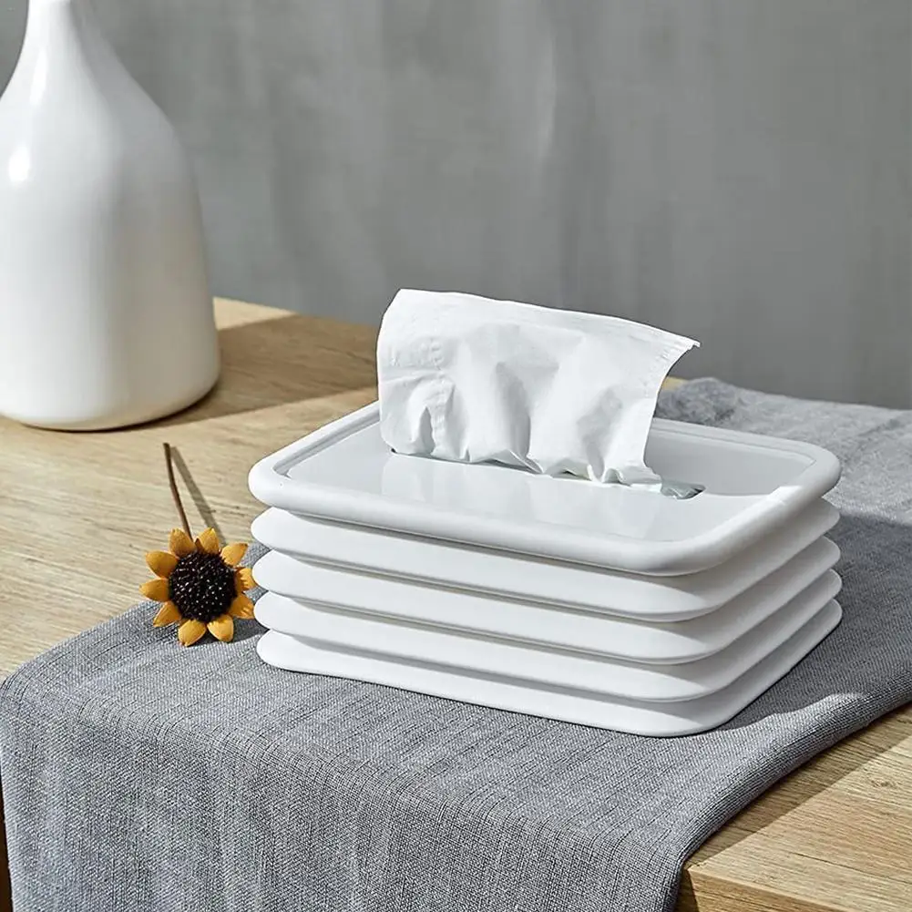 

New Tissue Box Waterproof Silicone Folding Tissue Storage Box Drop-proof For Barthroom Home Hotel Office