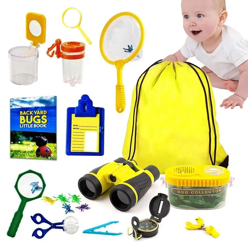 

Kid Outdoor Exploration Kit Butterfly Catching Net Adventure Critter Catching Kit Set Toy Students Explorer Costume Cosplay Tool