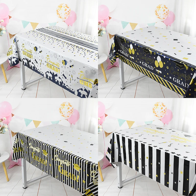 

137*183cm Congrats Grad Tablecloth Graduate Birthday Party Decoration Disposable Table Cloth Congratulation Graduation Party