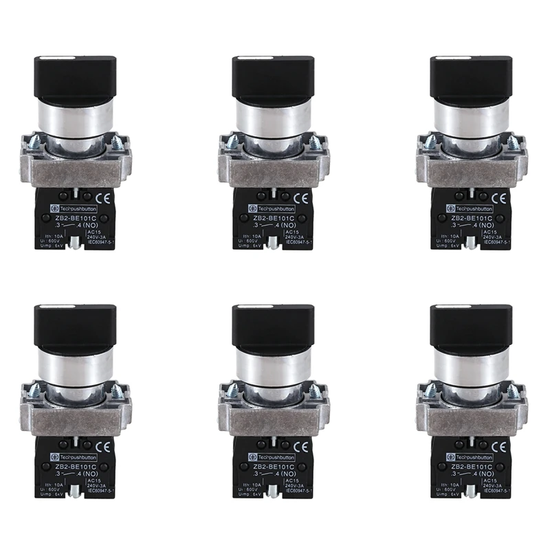 

6X 22Mm Latching 2 NO 3-Position Rotary Selector Select Switch ZB2-BE101C Black