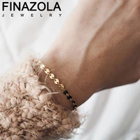finazola fashion new sequins stainless steel charm bracelet for women european gold plated titanium chain non fading jewelry