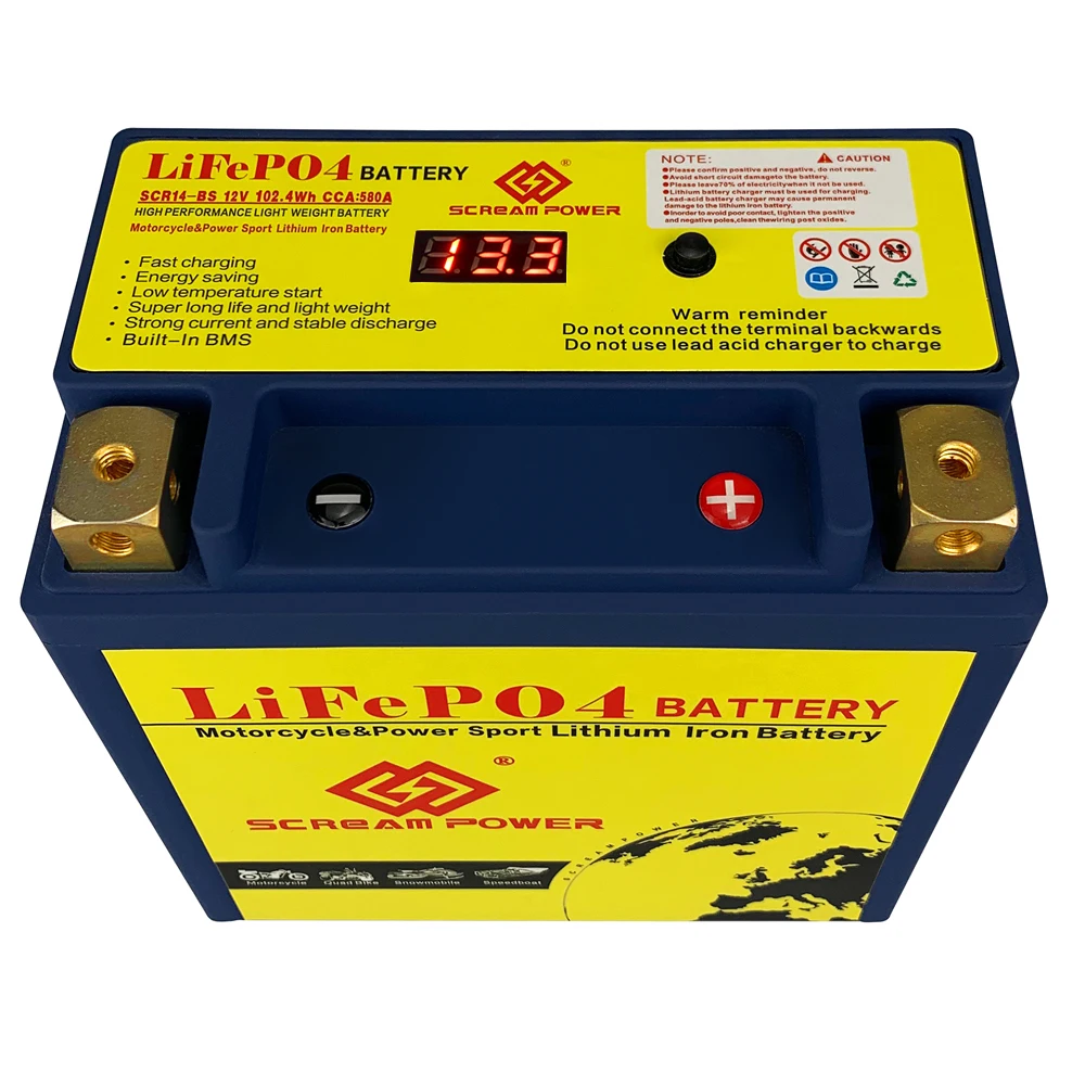

SCR14-BS 12V 9Ah батарея стартера для мотоцикла CCA 520A, литиевая батарея для скутера R1200GS K1200RS K1300RS F800 X4 VTX1300
