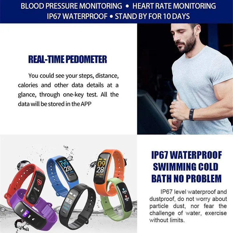 Фото Смарт-браслет C1plus с пульсометром и тонометром №5