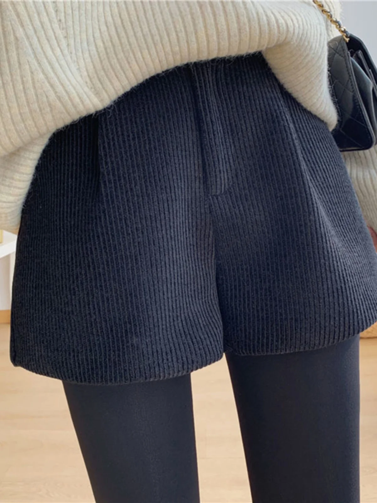 Plus Size Autumn and Winter Shorts Women Outer Wear Plus size Black Elastic Chubby Girl Casual Fashion Loose Slimming ...