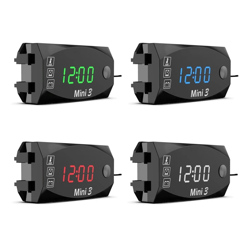 

DC6V-30V 3 в 1 Многофункциональные цифровые часы + термометр + вольтметр светодиодный дисплей для мотоцикла водонепроницаемый для автомобиля ло...