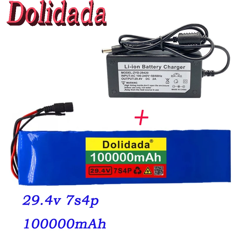 

Nieuwe 7S4P 100000 Mah Elektrische Fiets Motor Ebike Scooter Lithium-Ion Accu 29.4V 18650 Oplaadbare Batterij + Lader 18650.00