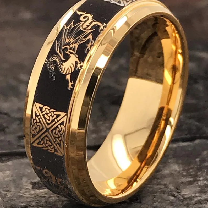 

2022 New Arrival Men's Ring Fashion Black Gold Two-color Animal Pattern Male Business Gift Luxury Jewelry for Men Wholesale