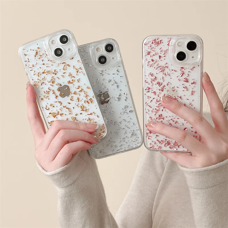 

Luxury Gold Foil Jelly Phone Case For iPhone14Pro 13 12 11 XsMax XR 78plus SE2 Soft TPU Cover Skin Shell Protection