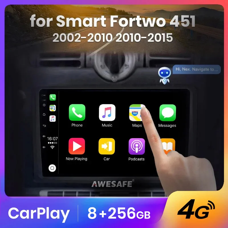 AWESAFE PX9 For Mercedes Benz Smart Fortwo 2005-2010 Car Radio Multimedia Navigation 2 din Android 2din Autoradio CarPlay Stereo |