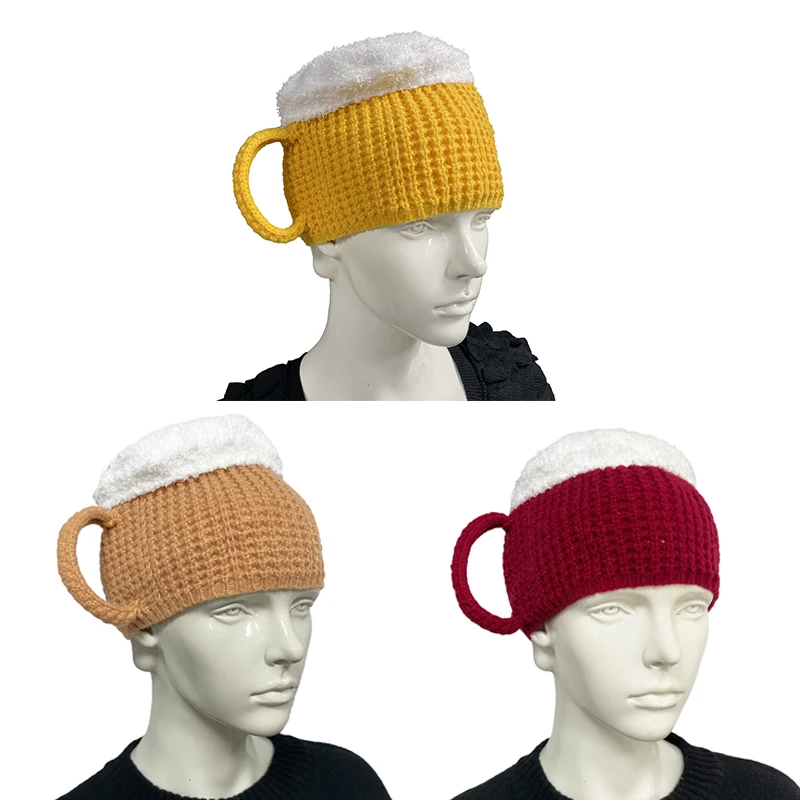 Шапки унисекс в виде пивной чашки забавный подарок теплый пуловер кепка наушники