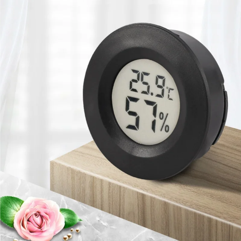 10 шт. мини ЖК-цифровой термометр гигрометр круглый тестер температуры и