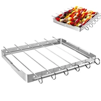 kapmore heat resistant skewer rack set non stick stainless steel barbecue skewer with bbq grill rack bbq tools accessories