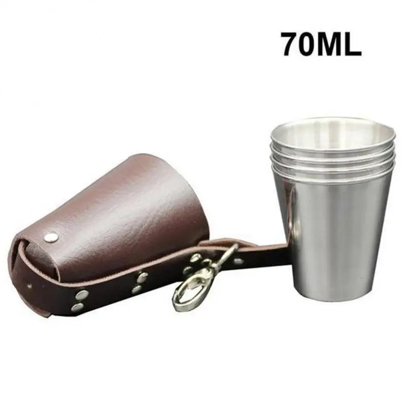 

4pcs Camping Mug Stainless Steel Cup Tourist Tableware Picnic Utensils Outdoor Kitchen Handcup Travel Cooking Cookware Hiking