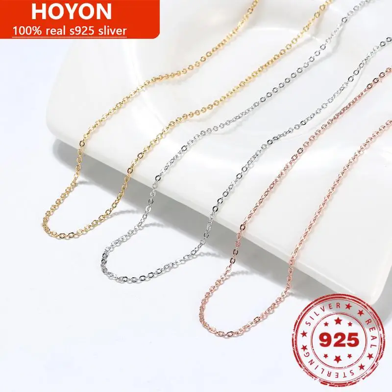 

HOYON Pure Real S925 Sterling Silver Rose Gold White Gold Color Clavicle Necklace For Women Calendered Chain Gift for Girl Free