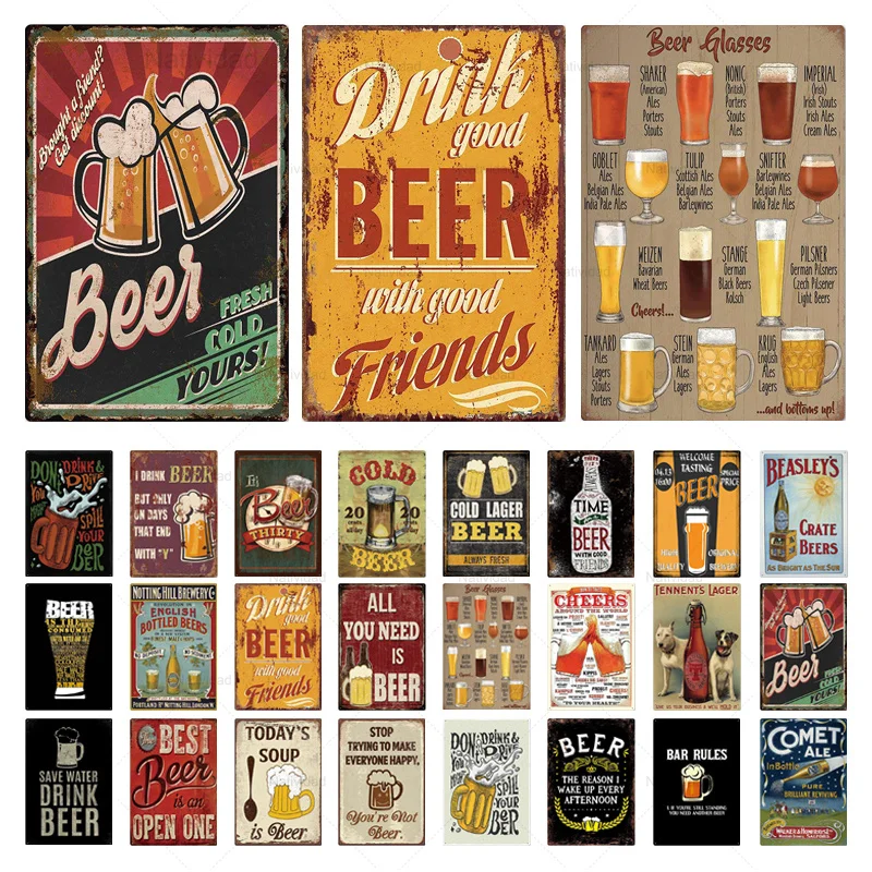 

Железная табличка с металлическими знаками для напитков и пива