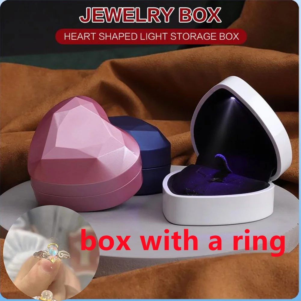 

Коробка для колец с кольцами для девочек, коробка для украшений в форме сердца со светодиодной лампой, органайзер высокого качества, Подарочная коробка для колец для свадебной вечеринки
