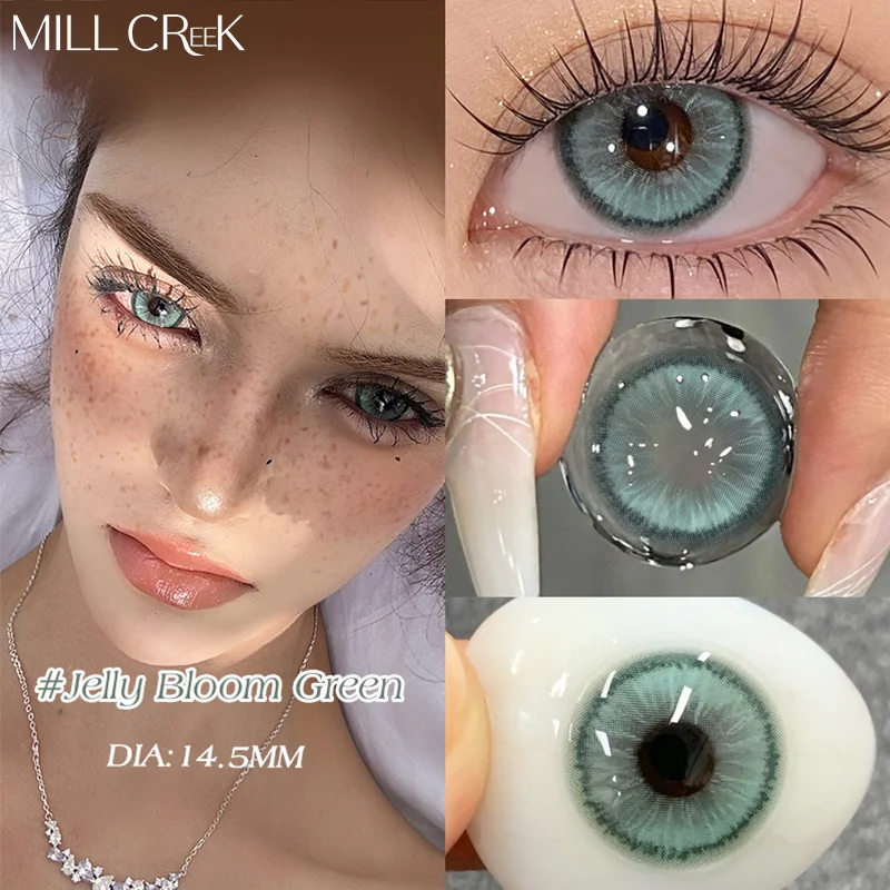 Фото MILL CREEK 2 шт. Лидер продаж контактные линзы цветные ученики для глаз с градуировкой по рецепту зеленые глаза красивые контактные линзы №1