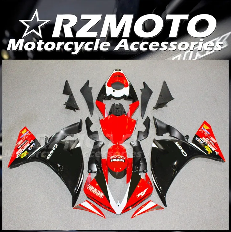 

New ABS Motorcycle Bike Whole Fairings Kit Fit for YAMAHA YZF - R1 2009 2010 2011 09 10 11 Bodywork set Black Red FR