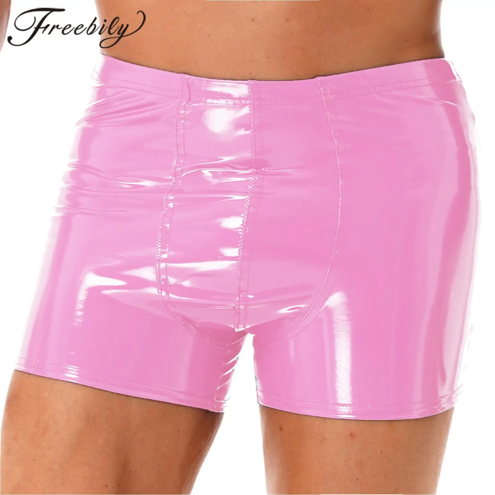 

Swimwear Mens Boxers Shorts Wetlook Patent Leather Shorts Bulge Pouch Underwear Lingerie Swim Trunks Nightclub Costumes Clubwear