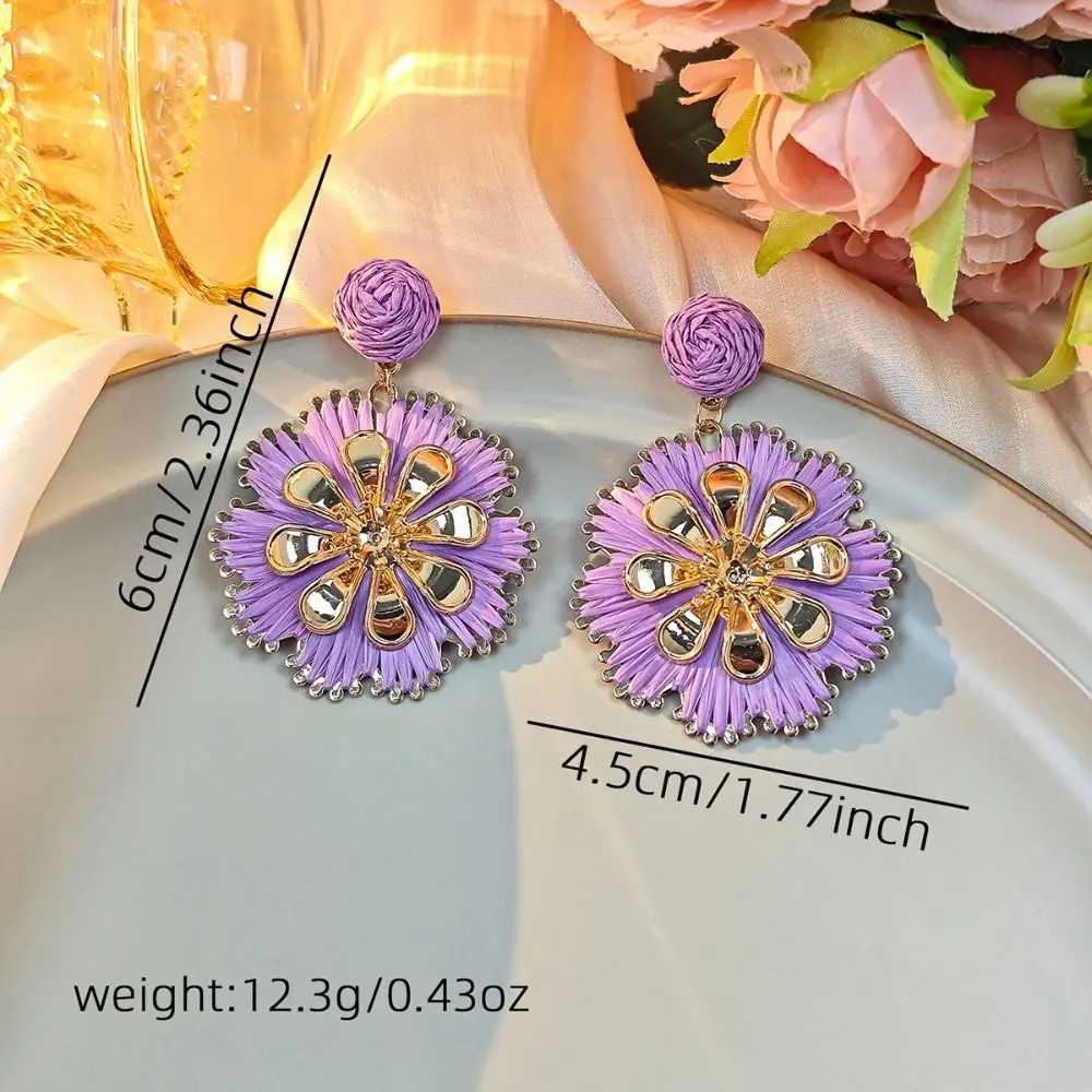 Богемные геометрические круглые серьги из рафии разноцветные шикарные