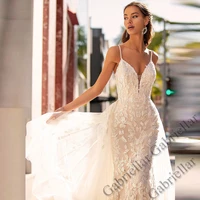 gabriellar mermaid spaghetti strap wedding dress princess buttons exquisite appliques mopping gown vestido de novia 2022 women