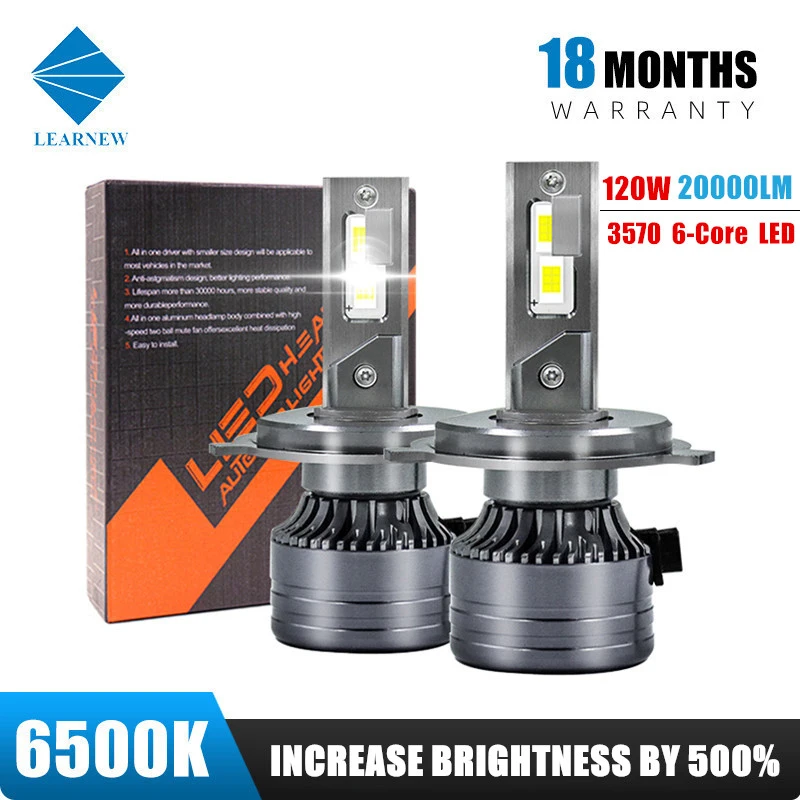 

LEARNEW H4 LED Headlights H7 LED H11 Car Headlamps 6500K 120W 20000LM 9005/HB3 9006/HB4 LED 12V Auto Fog Light Bulbs