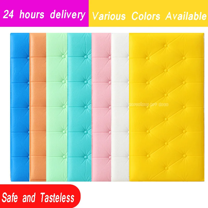 

3d Bedside Wall Tatami Soft Bag Anti-collision Wall Stickers Thickened Self-adhesive Bathroom Decoration Bedroom Decoration