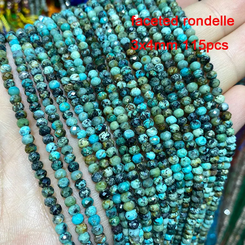 Wholesale Natural Stone Beads  African Turquoise Faceted Round Square Oval Matte Flat Rondelle for Making Jewelry DIY Bracelet images - 6