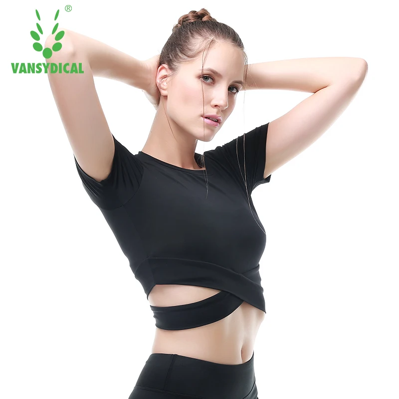 

Yoga Shirt Women Solid Compression Short Sleeve Crop Top Blouse Sexy Sportswear for Women Gym Clothing Running Workout Female