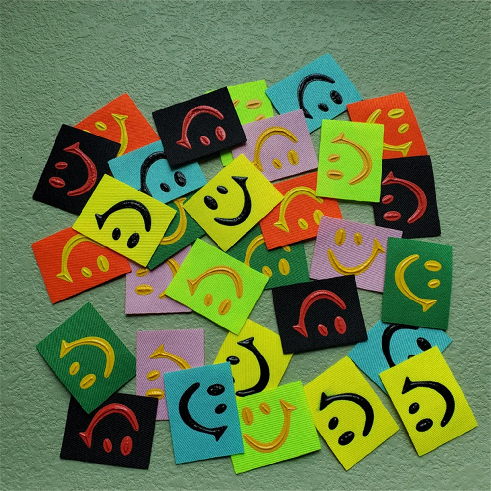 

Mixed 15pcs/Lot smiling face 3D stereo color printing Cloth Patch Sew on Embroidery Patches Applique Clothing DIY Garment Decor