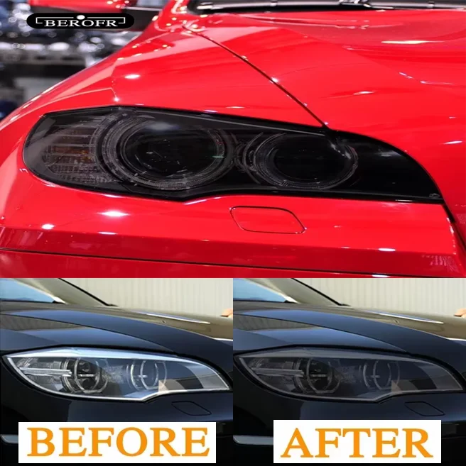 Фото 2 шт. для BMW X6 M E71 2008-2014, оттенок автомобильных фар, черная защитная пленка, передняя фара, прозрачная наклейка из ТПУ, аксессуары №2