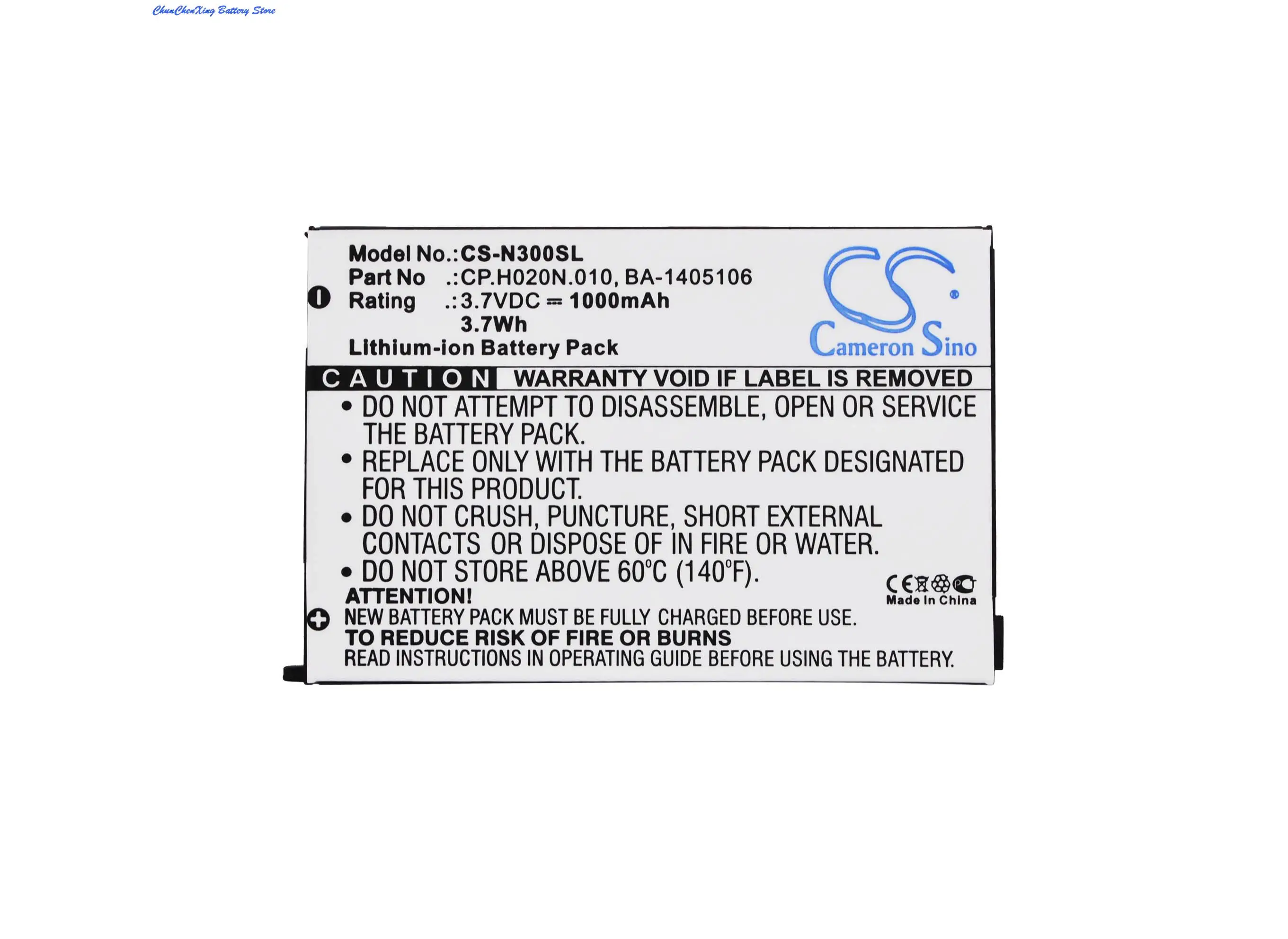 

Cameron Sino 1000mAh Battery for Acer N300 N310 N311 N320 N321 N500 C500 C510 C511 C530 C531, JUNO ST, Ferrari Navigator