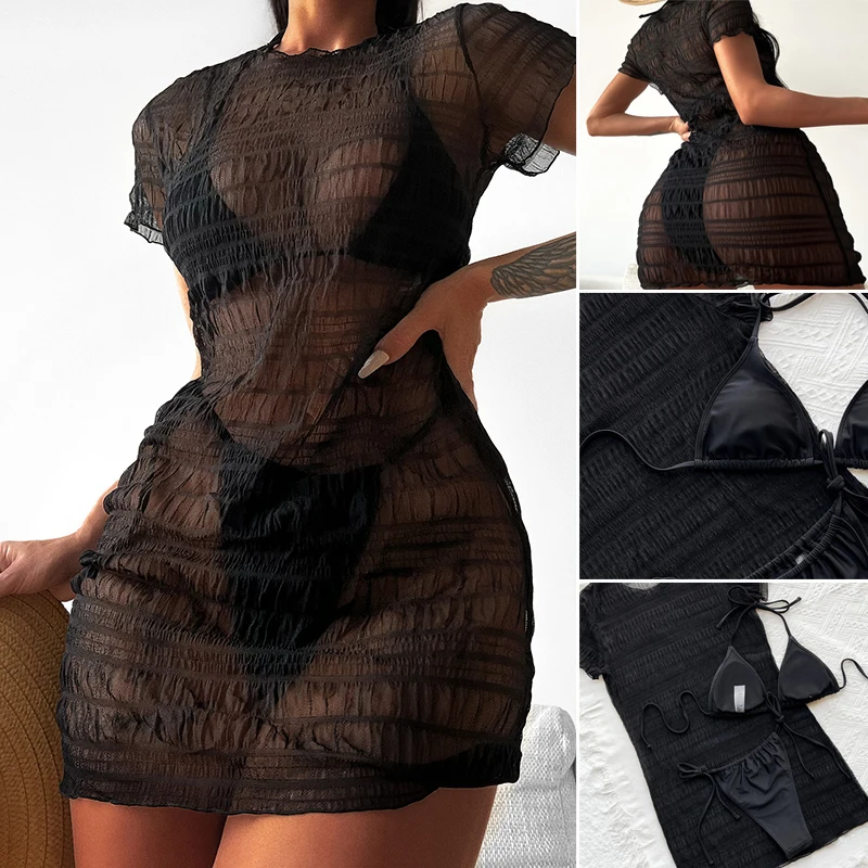 

3 Piece Swimsuit for Women Thin Sexy Bikini Summer Beach Bathing Suit Swimwear for Swimming Pool Slim Underwear MC889